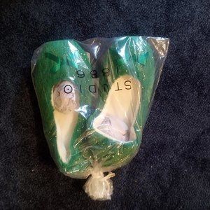 STUDIO 1886 METALLIC FOIL BALLET GREEN SLIPPERS